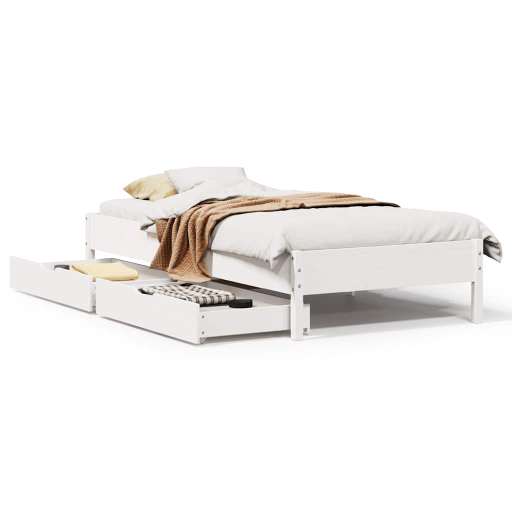 Letto senza Materasso Bianco 90x190 cm in Legno Massello Pino | homemem39