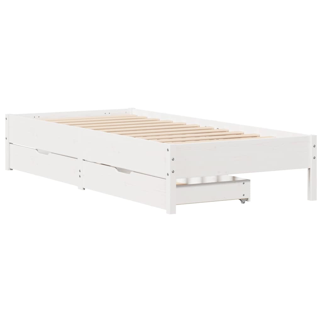 Letto senza Materasso Bianco 90x190 cm in Legno Massello Pino | homemem39