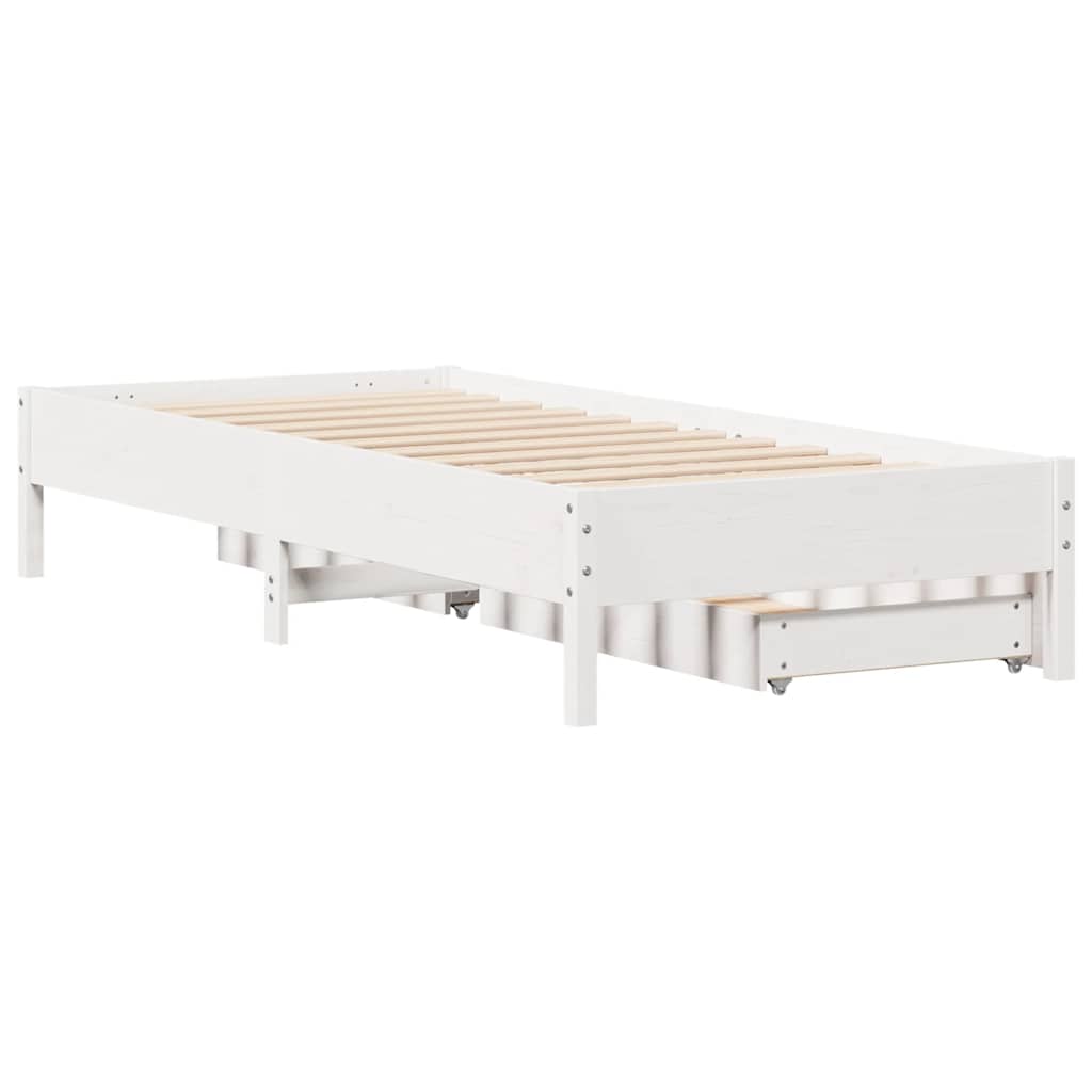 Letto senza Materasso Bianco 90x190 cm in Legno Massello Pino | homemem39