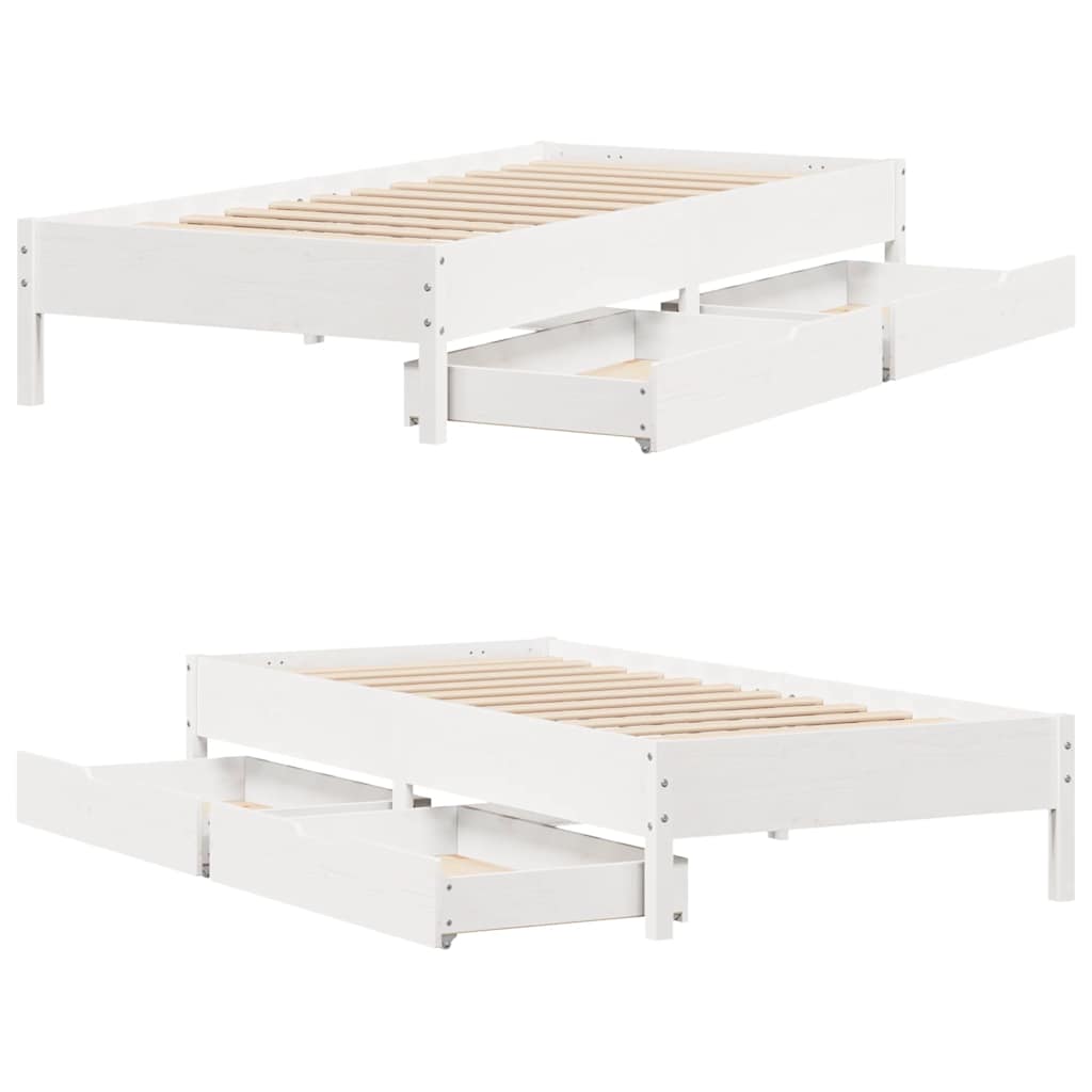 Letto senza Materasso Bianco 90x190 cm in Legno Massello Pino | homemem39