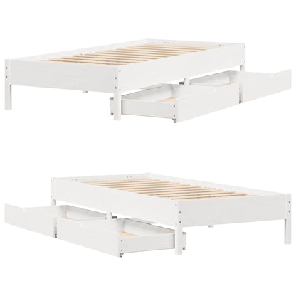 Letto senza Materasso Bianco 90x190 cm in Legno Massello Pino | homemem39