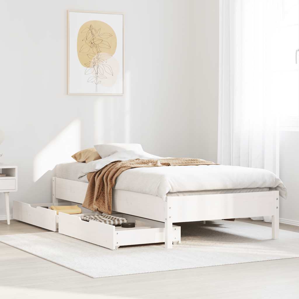 Letto senza Materasso Bianco 90x190 cm in Legno Massello Pino | homemem39
