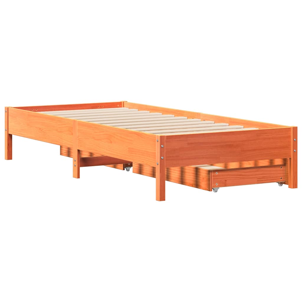 Letto senza Materasso Marrone Cera 90x190 cm in Legno di Pino | homemem39