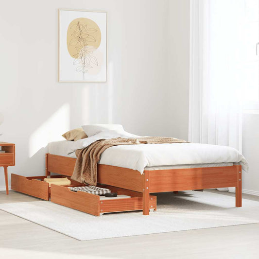 Letto senza Materasso Marrone Cera 90x190 cm in Legno di Pino | homemem39