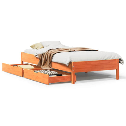 Letto senza Materasso Marrone Cera 75x190 cm in Legno di Pino | homemem39