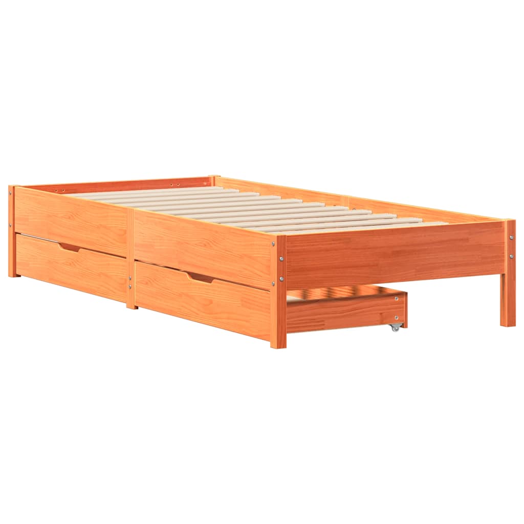 Letto senza Materasso Marrone Cera 75x190 cm in Legno di Pino | homemem39