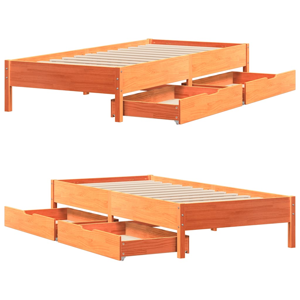 Letto senza Materasso Marrone Cera 75x190 cm in Legno di Pino | homemem39