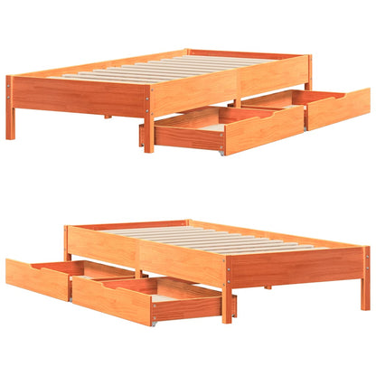 Letto senza Materasso Marrone Cera 75x190 cm in Legno di Pino | homemem39