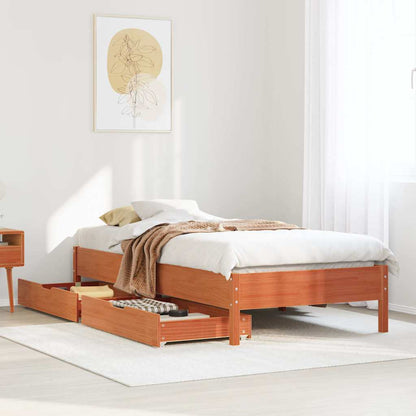 Letto senza Materasso Marrone Cera 75x190 cm in Legno di Pino | homemem39