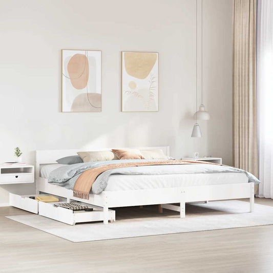 Giroletto senza Materasso Bianco 200x200 cm Legno Massello Pino | homemem39