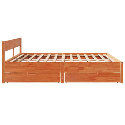 Letto senza Materasso Marrone Cera 200x200 cm in Legno di Pino