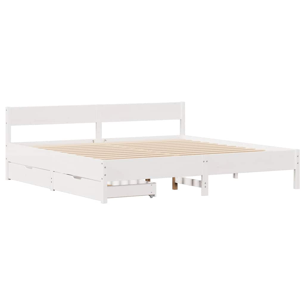Letto senza Materasso Bianco 180x200 cm Legno Massello di Pino - homemem39
