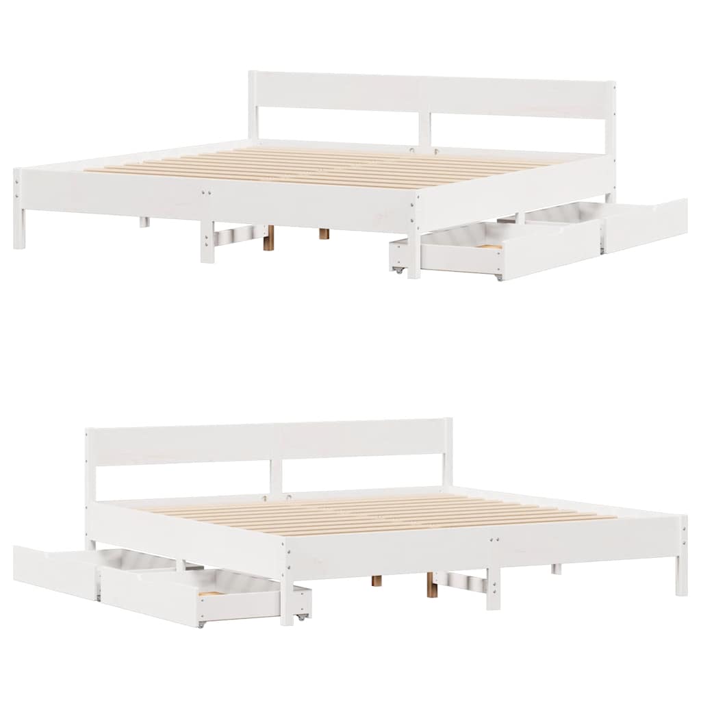 Letto senza Materasso Bianco 180x200 cm Legno Massello di Pino - homemem39