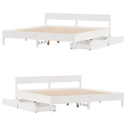 Letto senza Materasso Bianco 180x200 cm Legno Massello di Pino - homemem39