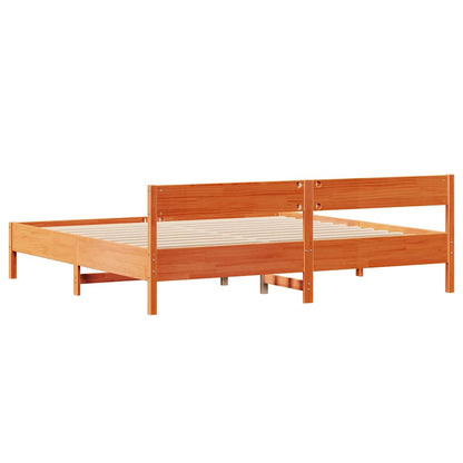 Letto senza Materasso Marrone Cera 180x200 cm in Legno di Pino