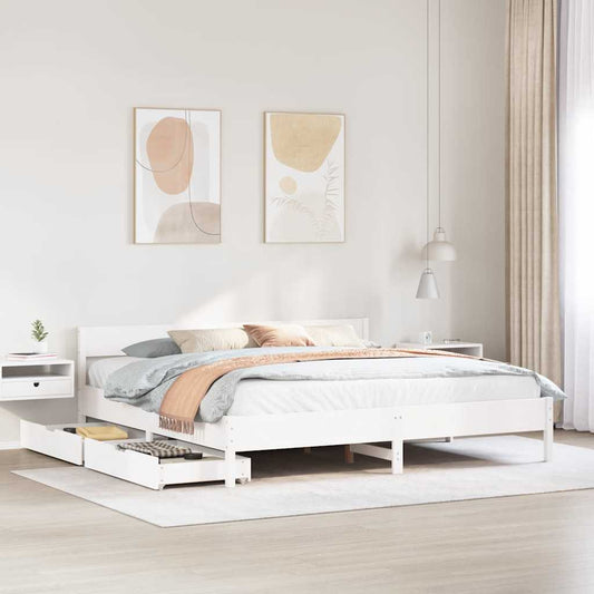 Letto senza Materasso Bianco 160x200 cm Legno Massello di Pino | homemem39