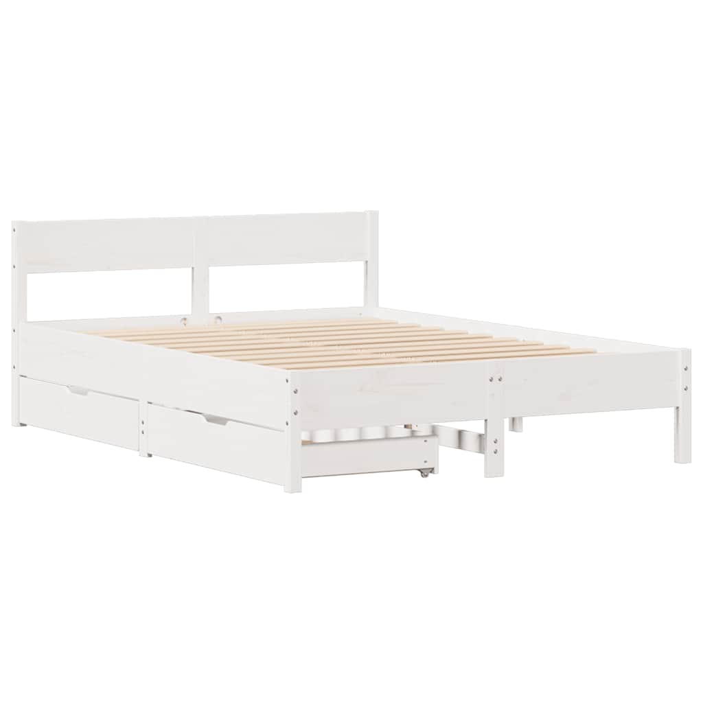 Letto senza Materasso Bianco 150x200 cm Legno Massello di Pino | homemem39