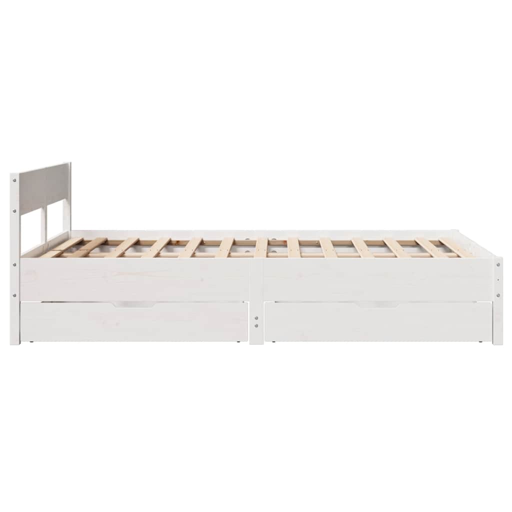 Letto senza Materasso Bianco 150x200 cm Legno Massello di Pino | homemem39