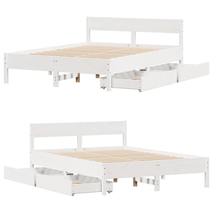 Letto senza Materasso Bianco 150x200 cm Legno Massello di Pino | homemem39