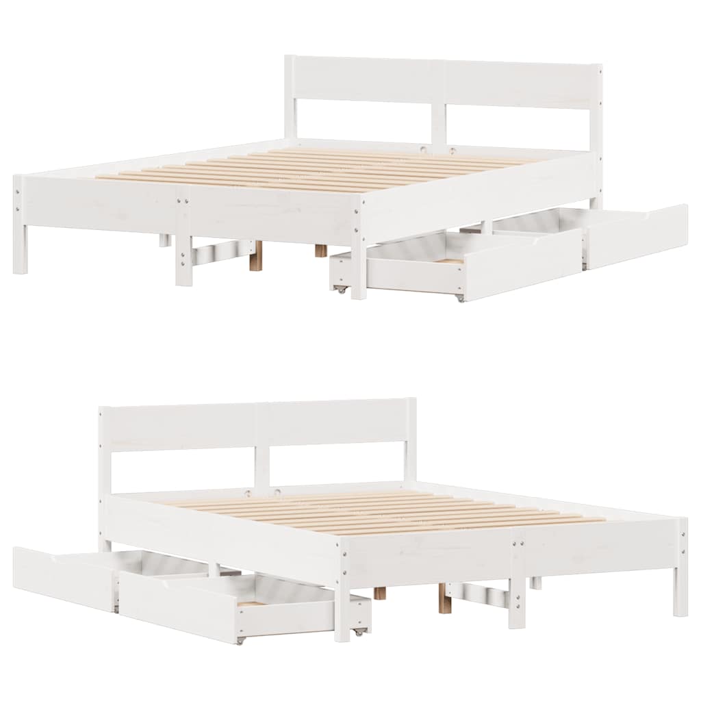 Letto senza Materasso Bianco 140x200 cm Legno Massello di Pino | homemem39