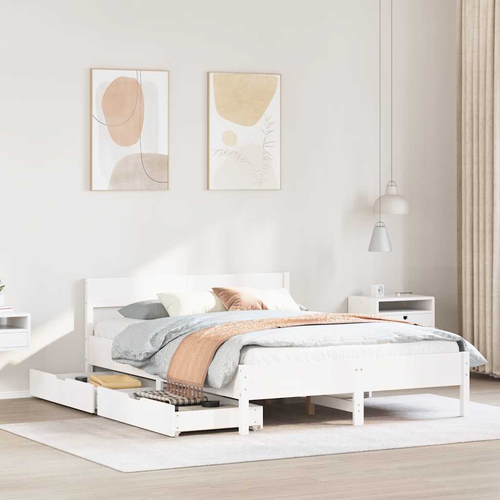 Letto senza Materasso Bianco 140x200 cm Legno Massello di Pino | homemem39