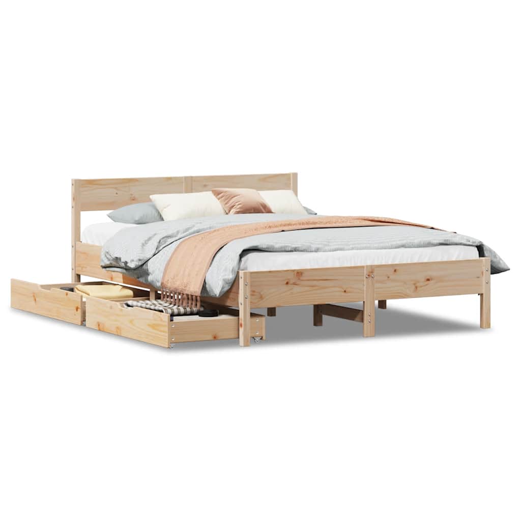 Letto senza Materasso 140x190 cm in Legno Massello di Pino