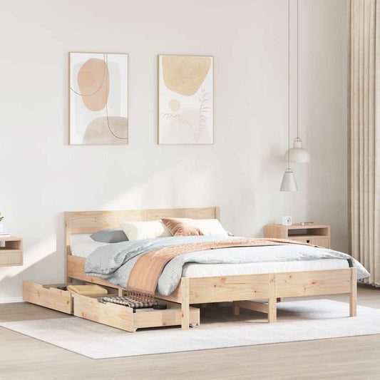 Letto senza Materasso 140x190 cm in Legno Massello di Pino | homemem39