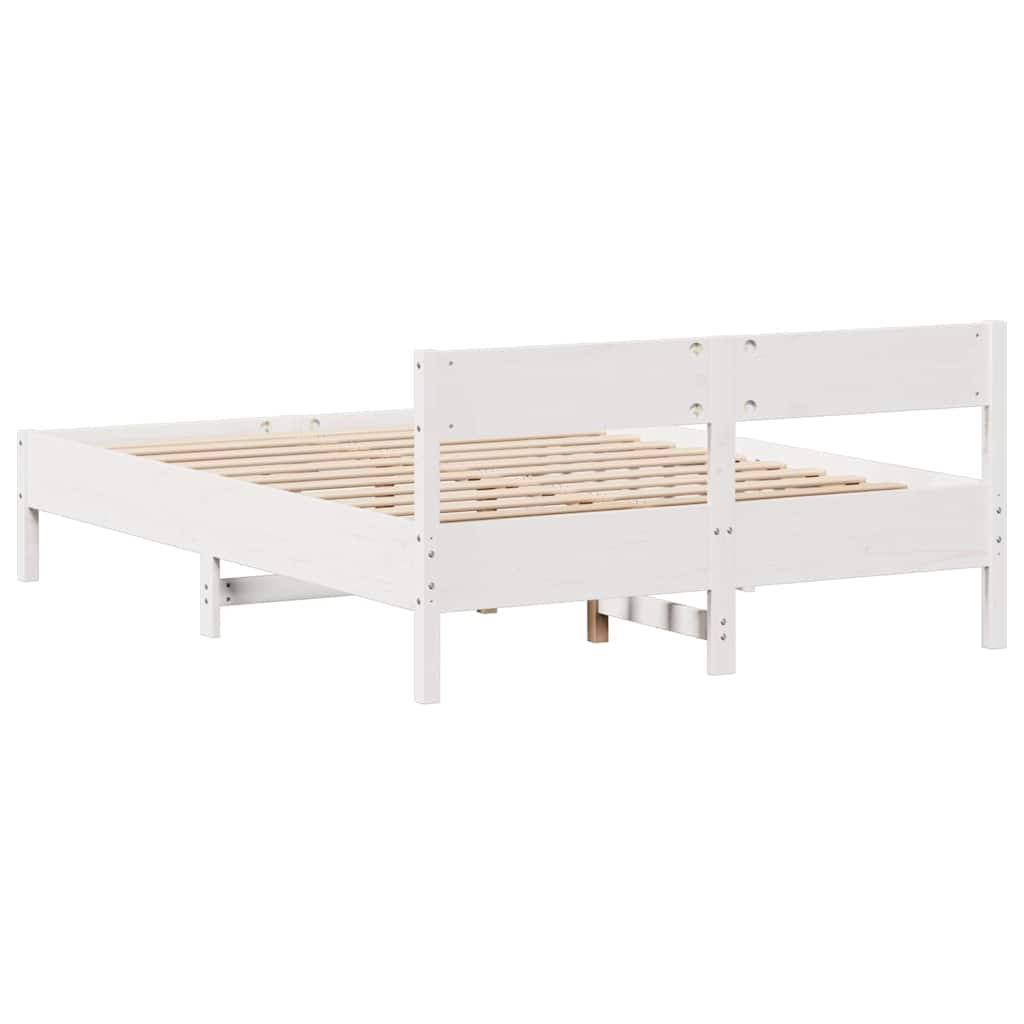 Letto senza Materasso Bianco 140x190 cm Legno Massello di Pino | homemem39