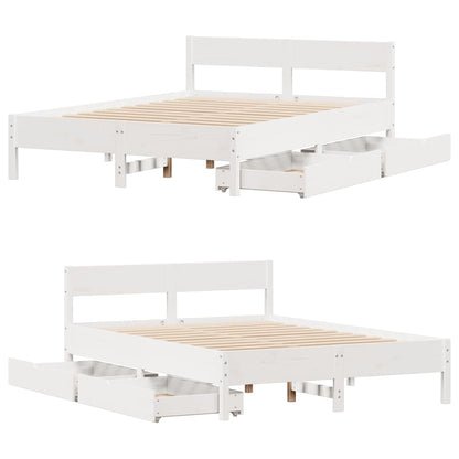 Letto senza Materasso Bianco 140x190 cm Legno Massello di Pino | homemem39