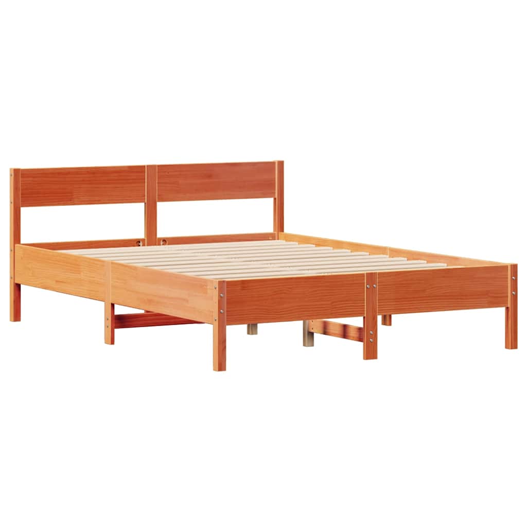 Letto senza Materasso Marrone Cera 140x190 cm in Legno di Pino | homemem39