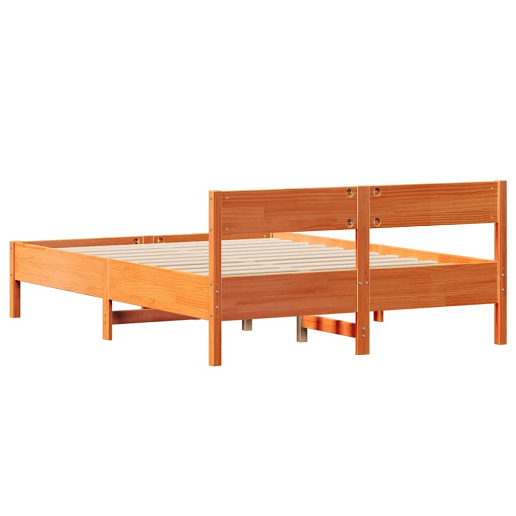 Letto senza Materasso Marrone Cera 140x190 cm in Legno di Pino | homemem39