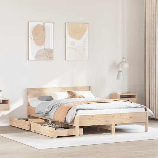 Letto senza Materasso 135x190 cm in Legno Massello di Pino | homemem39