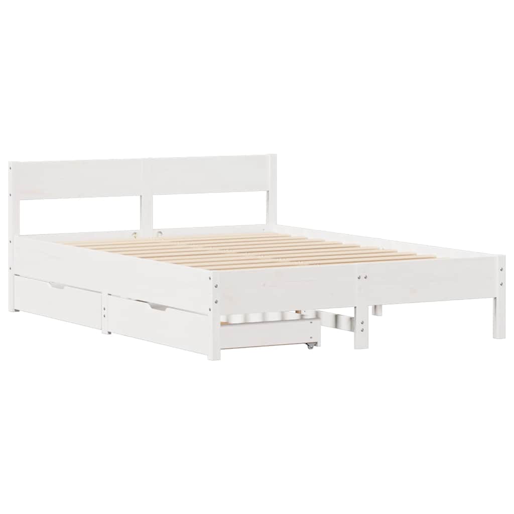 Letto senza Materasso Bianco 135x190 cm Legno Massello di Pino | homemem39