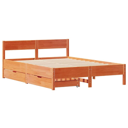 Letto senza Materasso Marrone Cera 135x190 cm in Legno di Pino | homemem39