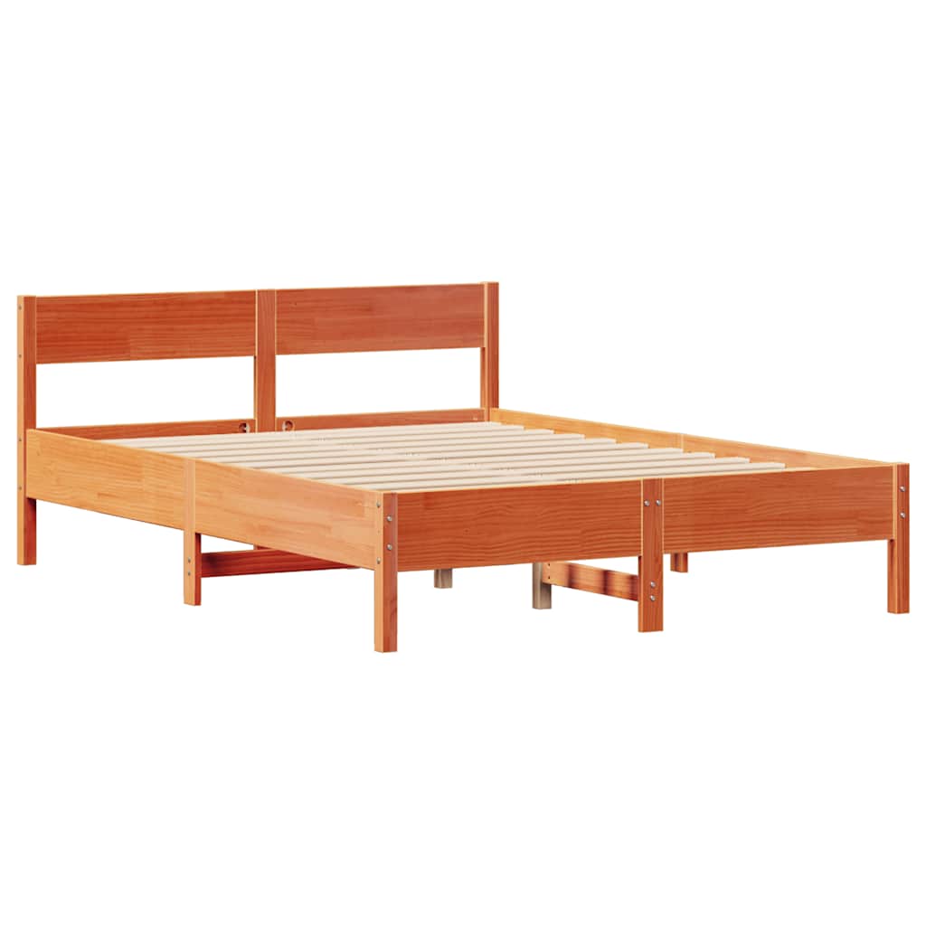 Letto senza Materasso Marrone Cera 135x190 cm in Legno di Pino | homemem39