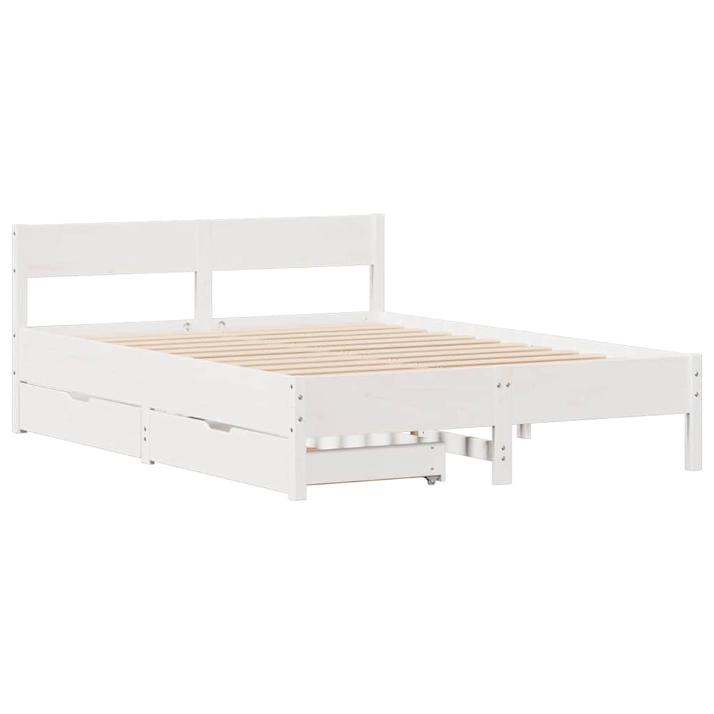 Letto senza Materasso Bianco 120x190 cm Legno Massello di Pino | homemem39