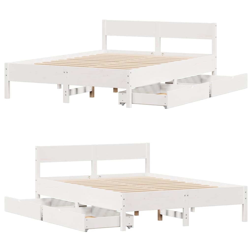 Letto senza Materasso Bianco 120x190 cm Legno Massello di Pino | homemem39