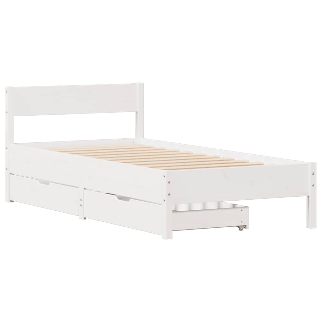 Letto senza Materasso Bianco 90x190 cm in Legno Massello Pino | homemem39