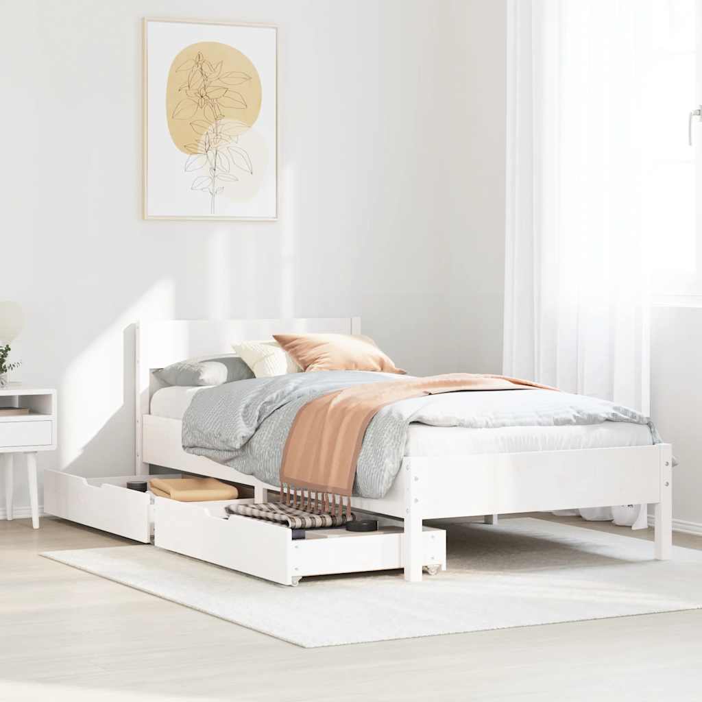 Letto senza Materasso Bianco 90x190 cm in Legno Massello Pino | homemem39