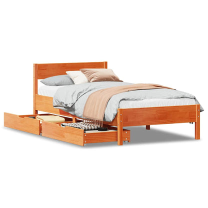 Letto senza Materasso Marrone Cera 90x190 cm in Legno di Pino | homemem39