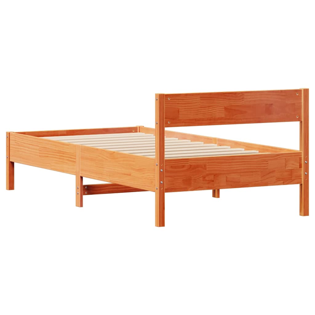 Letto senza Materasso Marrone Cera 90x190 cm in Legno di Pino | homemem39