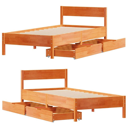 Letto senza Materasso Marrone Cera 90x190 cm in Legno di Pino | homemem39