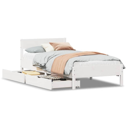 Letto senza Materasso Bianco 75x190 in Legno Massello di Pino | homemem39