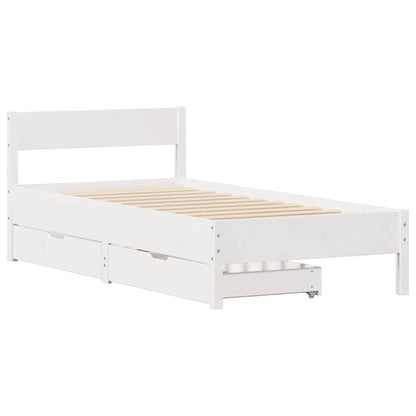 Letto senza Materasso Bianco 75x190 in Legno Massello di Pino | homemem39