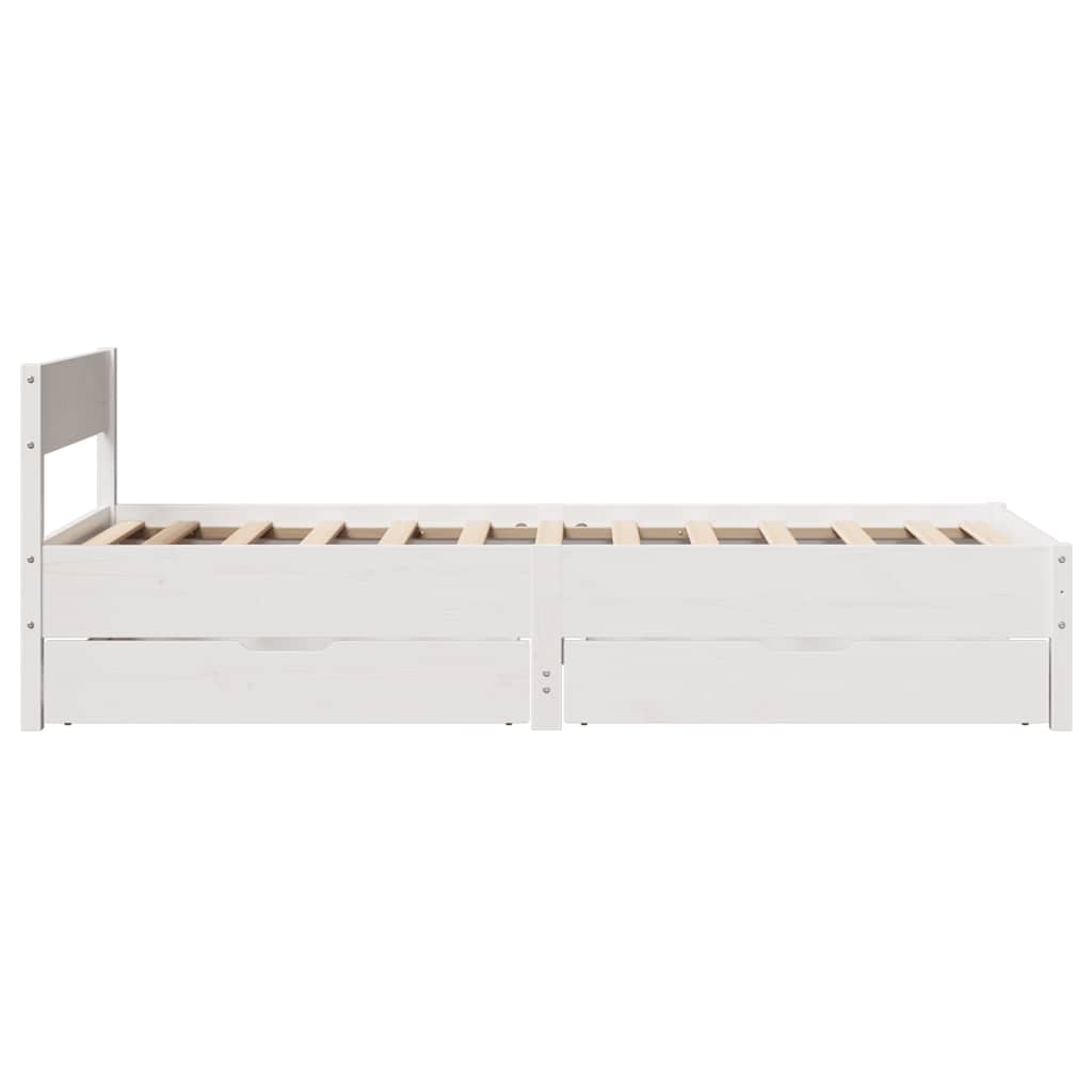 Letto senza Materasso Bianco 75x190 in Legno Massello di Pino | homemem39