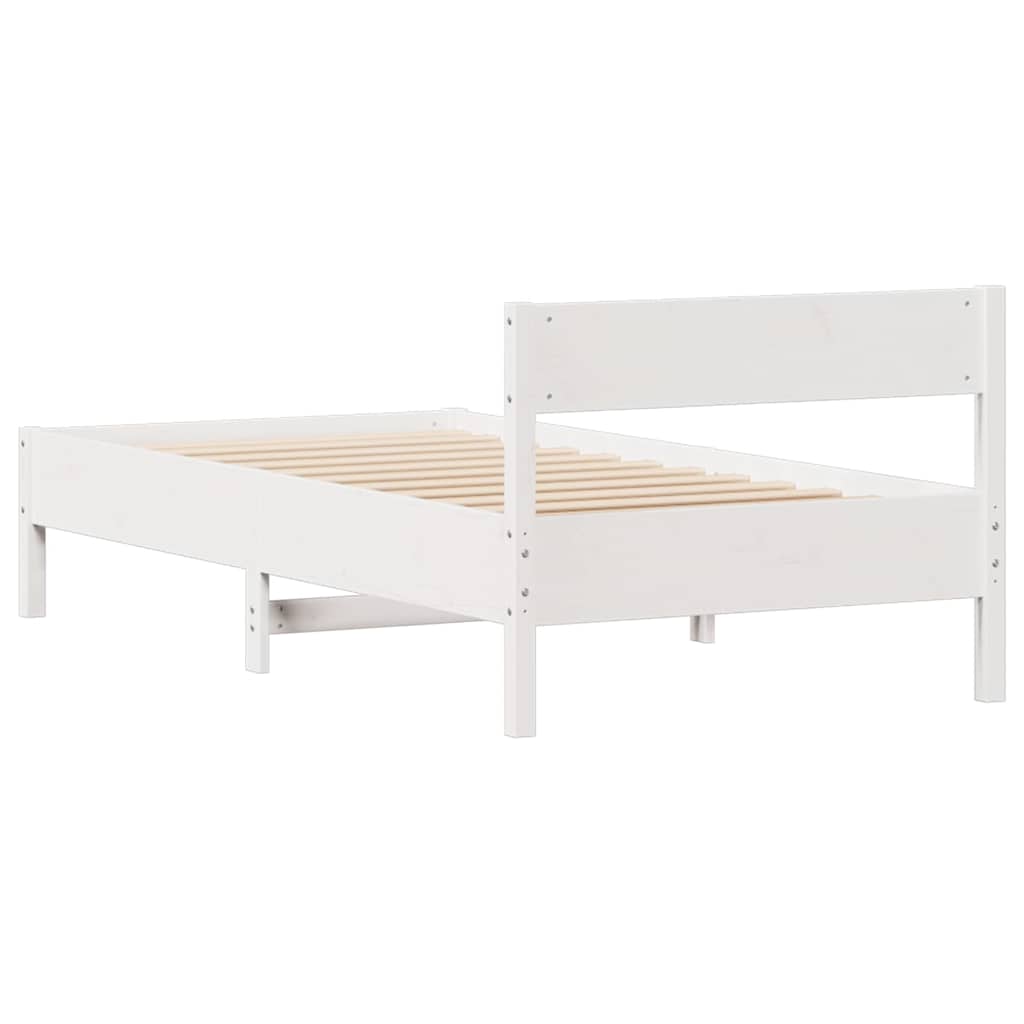 Letto senza Materasso Bianco 75x190 in Legno Massello di Pino | homemem39