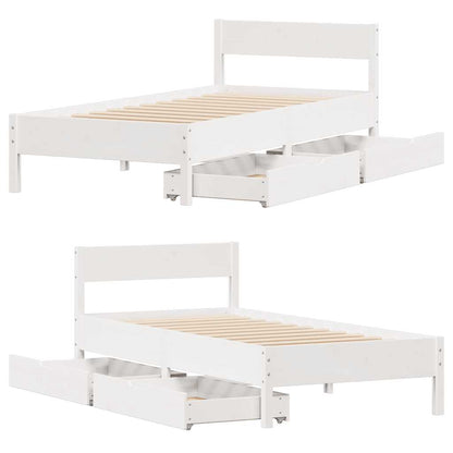 Letto senza Materasso Bianco 75x190 in Legno Massello di Pino | homemem39