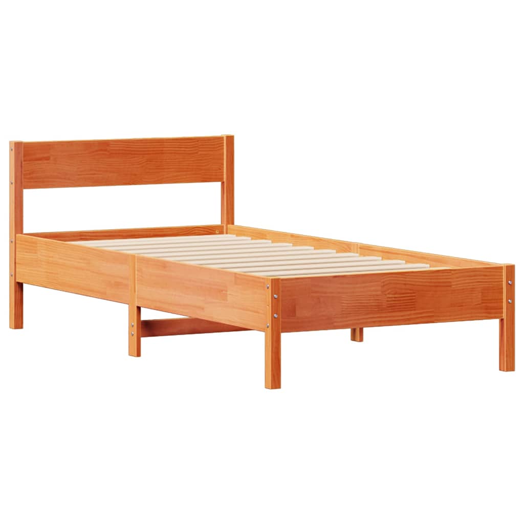 Letto senza Materasso Marrone Cera 75x190 cm in Legno di Pino | homemem39