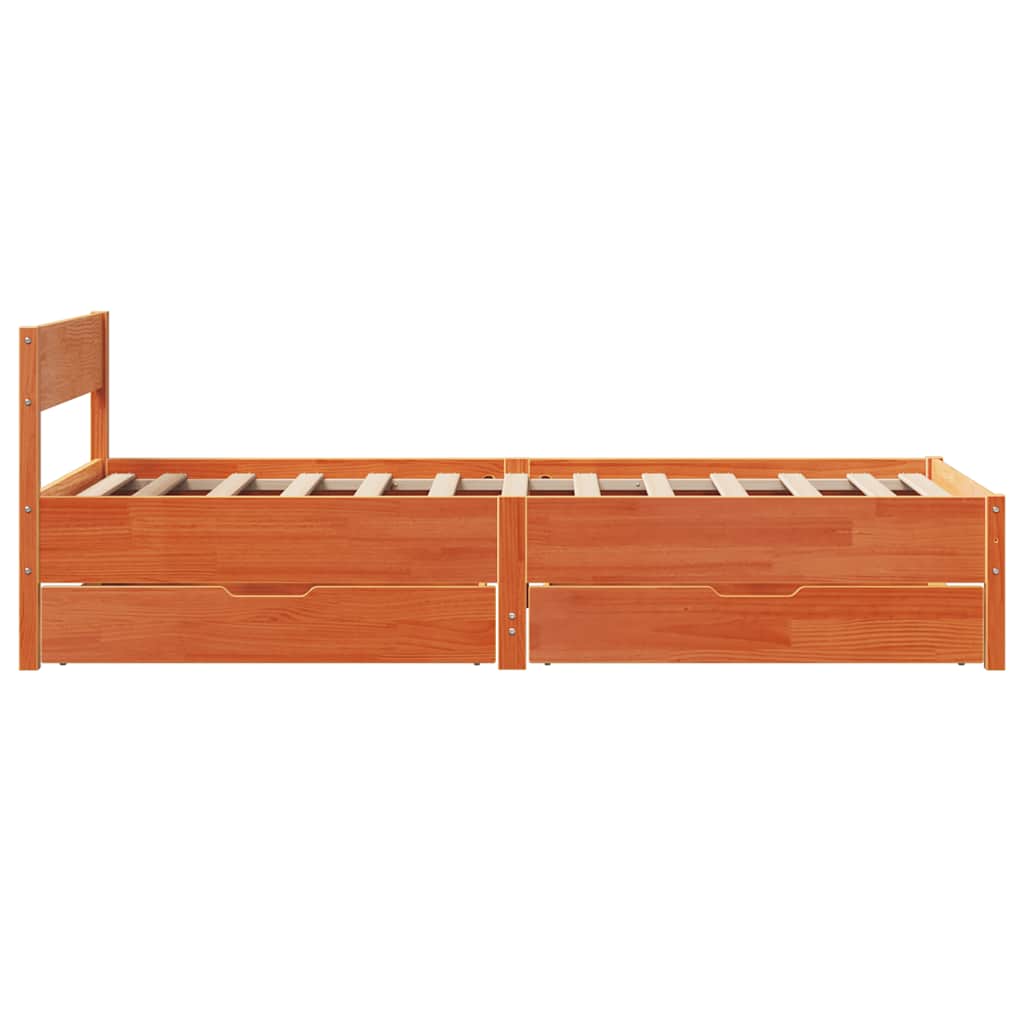 Letto senza Materasso Marrone Cera 75x190 cm in Legno di Pino | homemem39