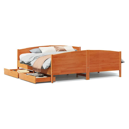 Letto senza Materasso Marrone Cera 200x200 cm in Legno di Pino